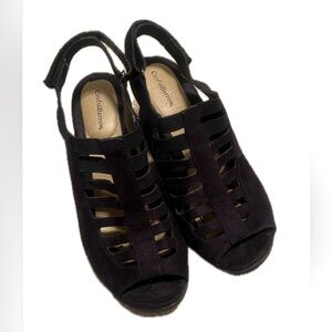 Croft & Barrow Black Suede Peep Toe Sandal Pumps